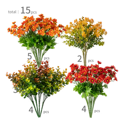 15Pcs Outdoor Artificial Marigold Style Bouquet