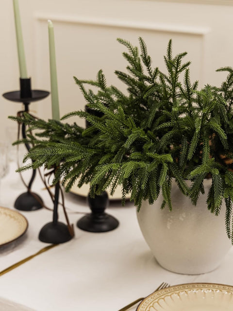 Christmas Artificial Norfolk Pine Branches (no Vase) - 30pcs