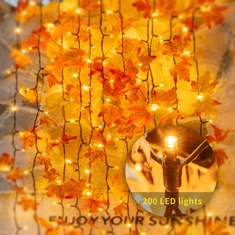 66ft Maple Leaves String Lights Fall Decor for Home