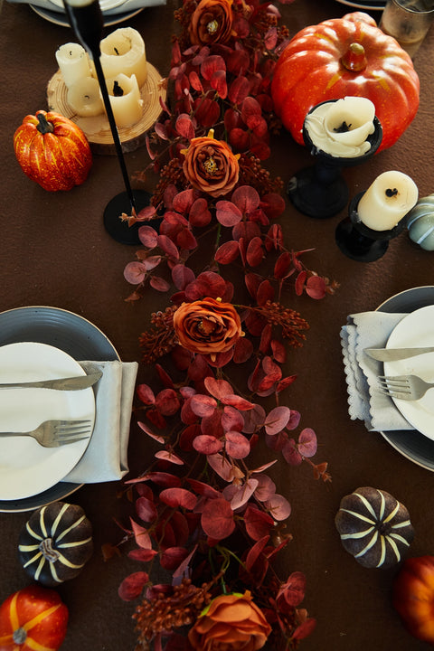 6.56ft Fall Decor Orange Eucalyptus Garland