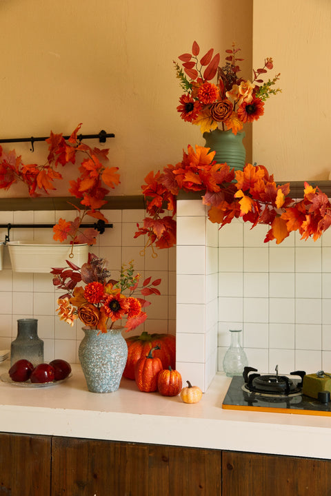 10Pcs Fall Flower Bouquets for Thanksgiving